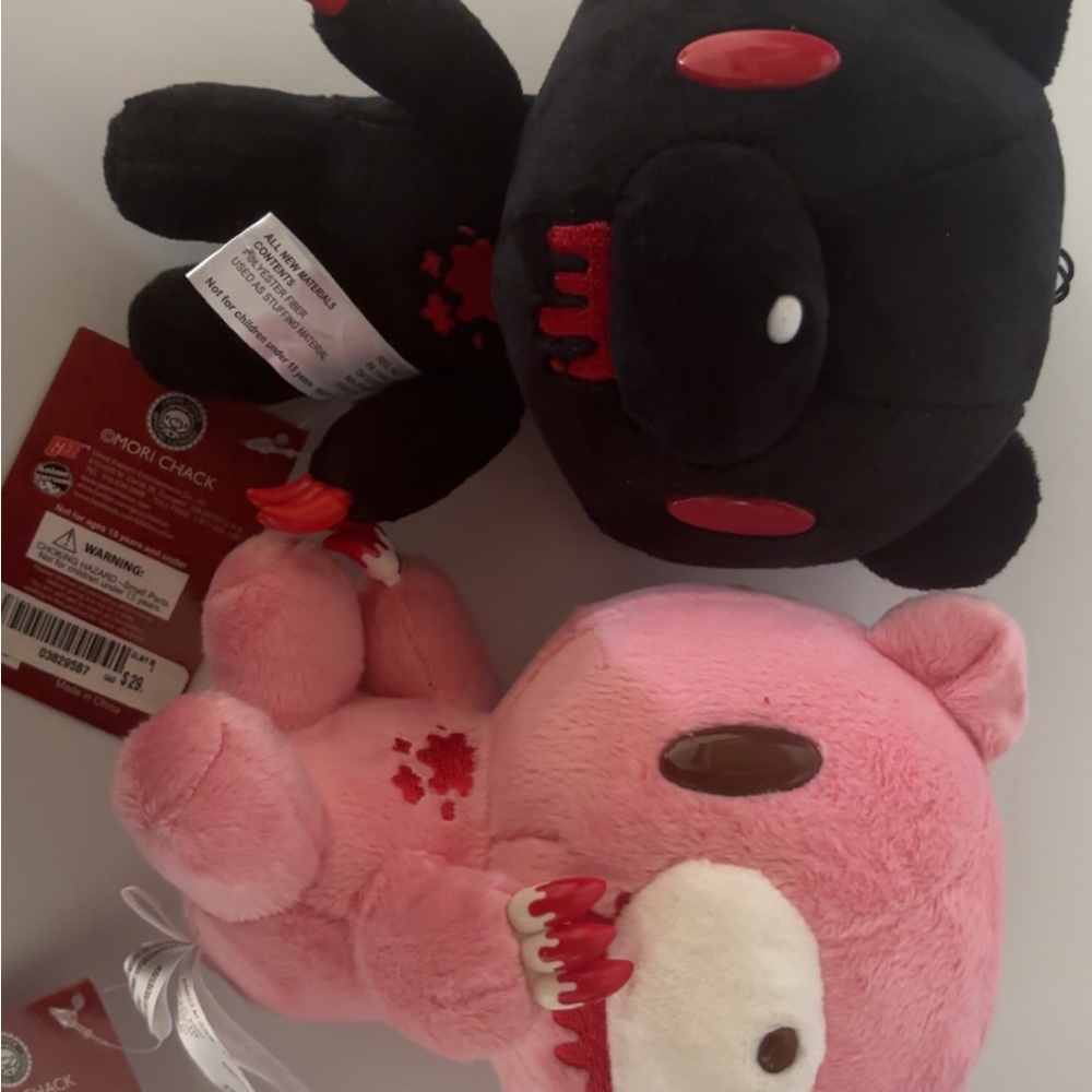 Spencer's Black and Pink Stuffed Animals Set
